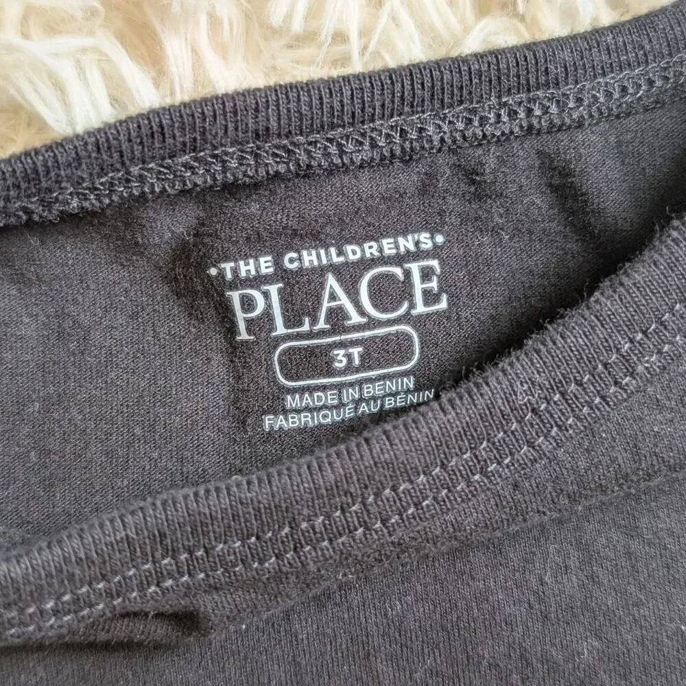The Children's Place Boys Size 3T Neutral Minimalist Solid Black Cotton Shirt